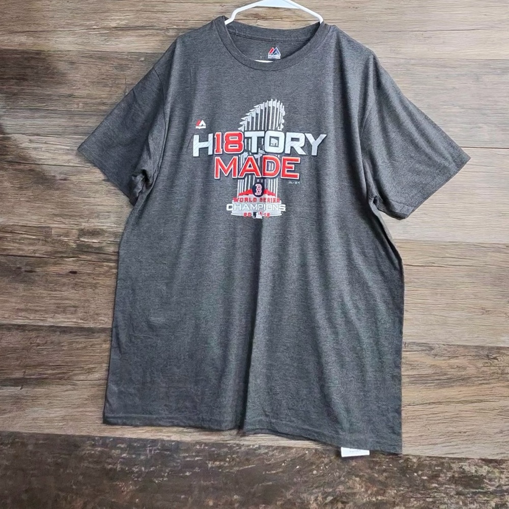 Majestic Gray 'History Made' MLB World Series Boston Short Sleeve Tee